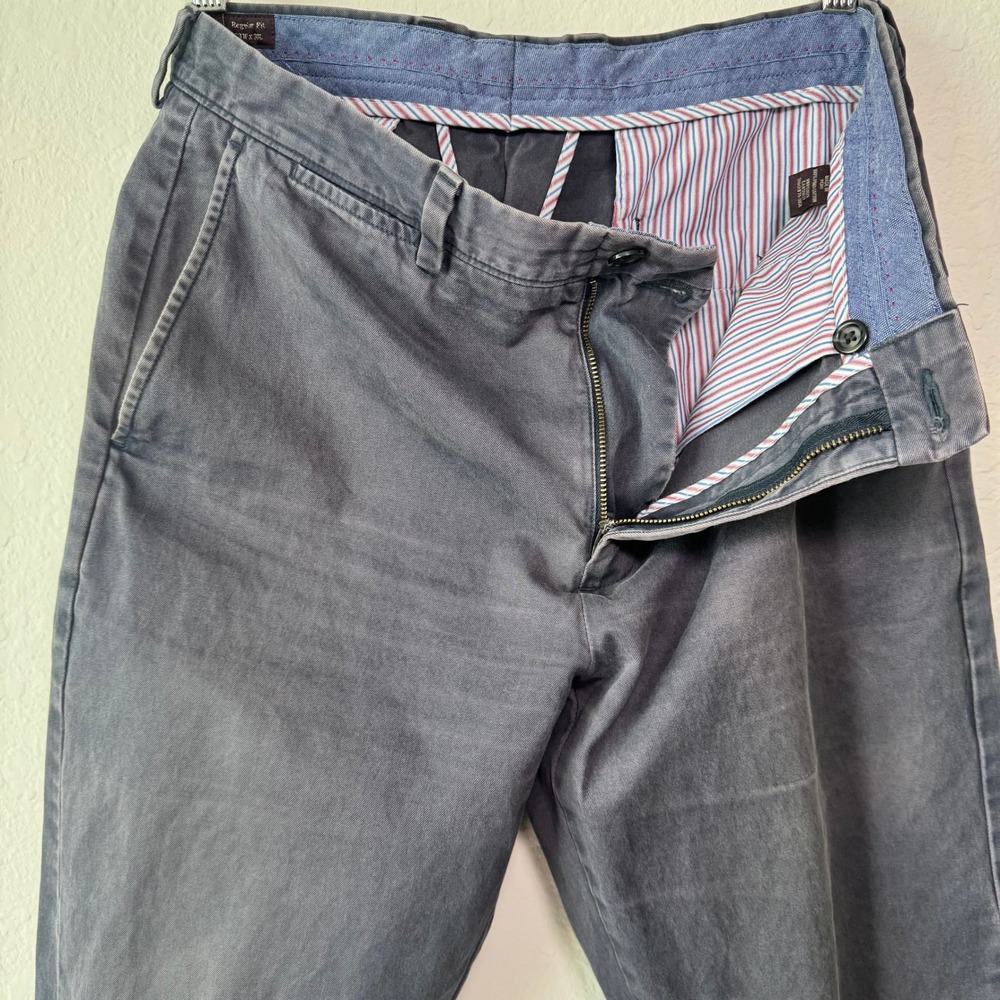 Johnston & Murphy Gray Mens 33x30 Regular Fit Pima Cotton Chino Pants 74-3858 - Picture 6 of 9